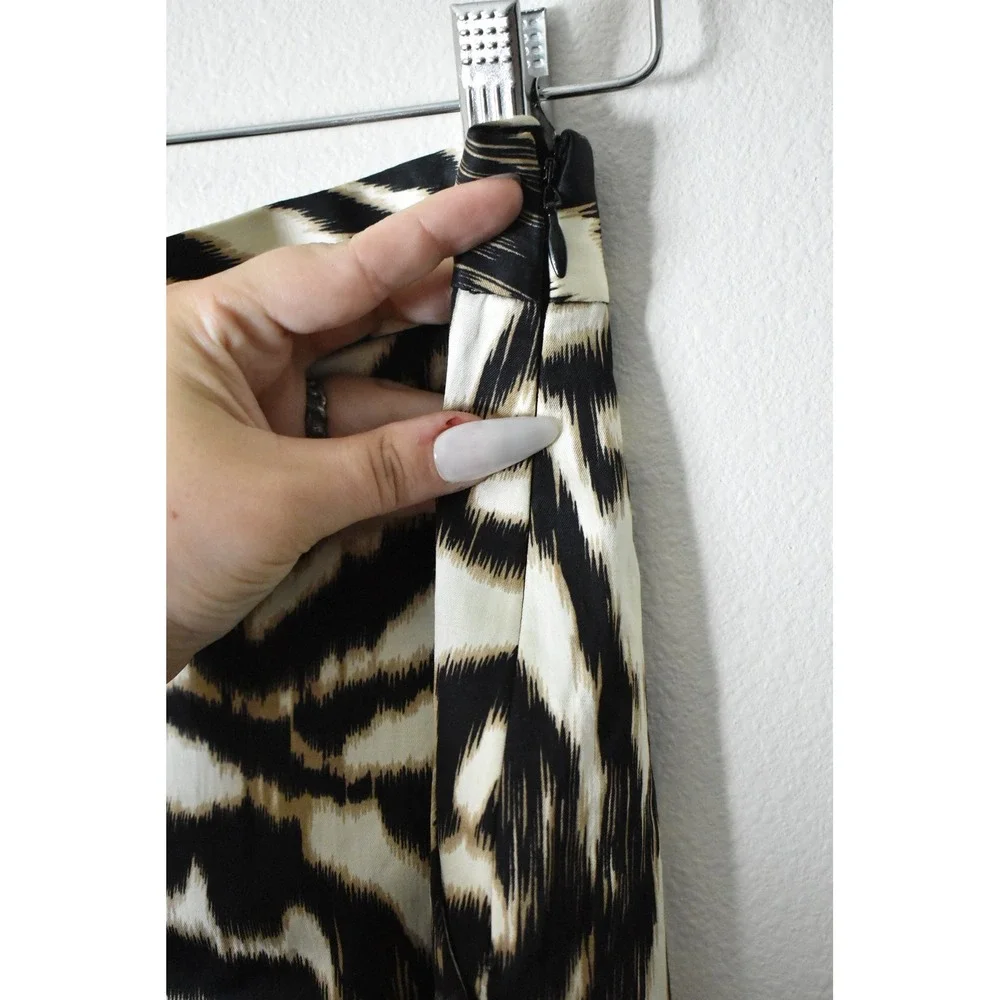 Ann Taylor Pencil Skirt Womens 8 Black Zebra Ikat Modern Professional Mini Skirt - Picture 5 of 7